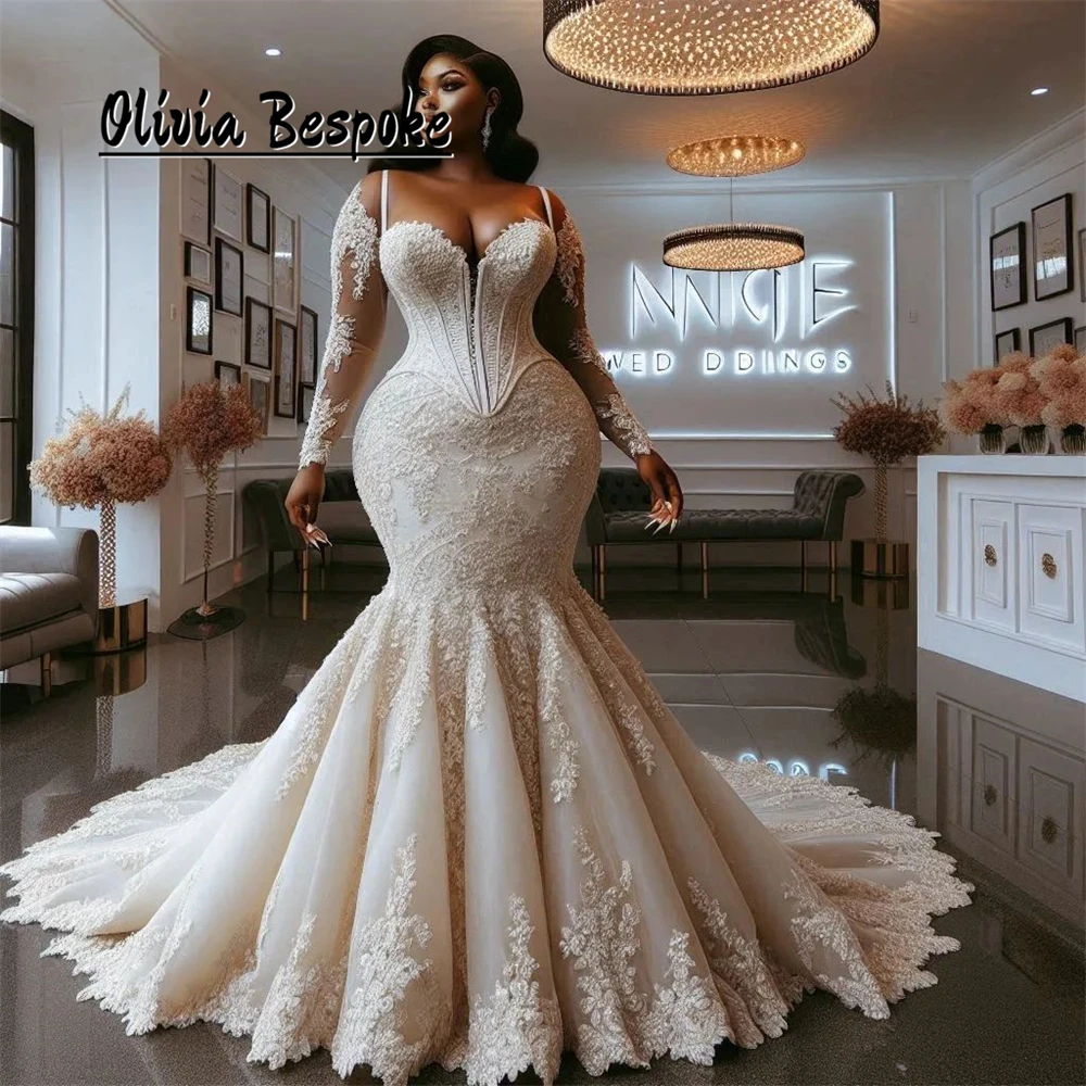 

Enchanting Beaded Lace Appliques Wedding Dresses Luxury 2025 Aso Ebi Mermaid African Engagement Gowns robe de mariée Customized