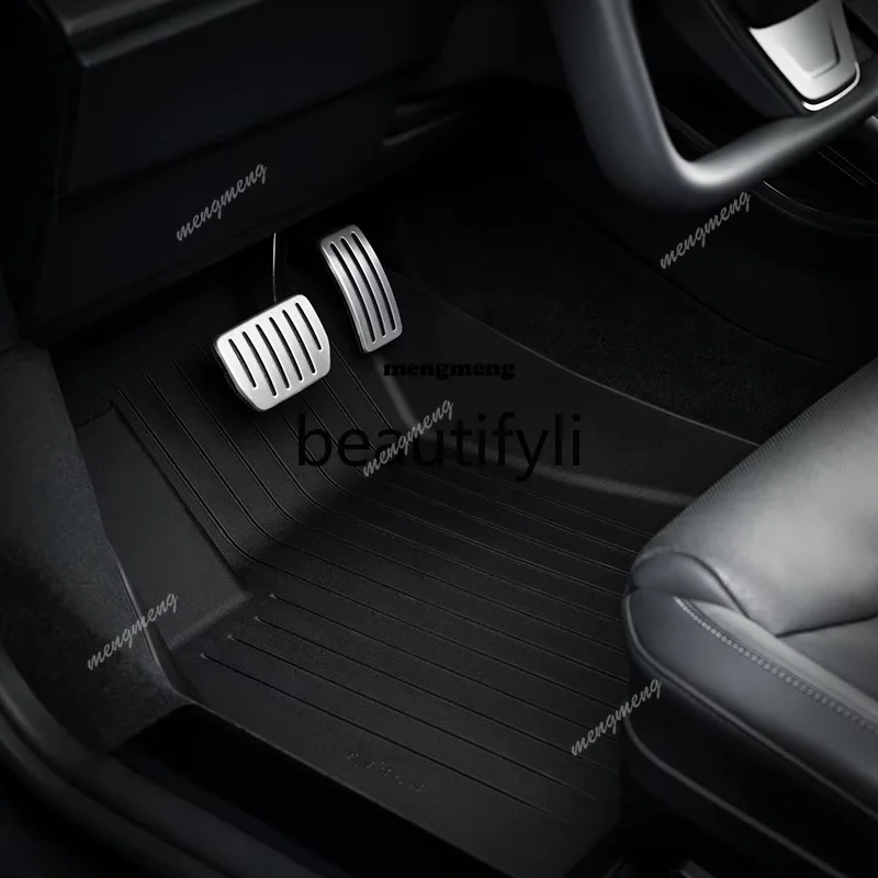 Model s front and rear rows all-weather fully enclosed floor mats wear-resistant and easy to clean