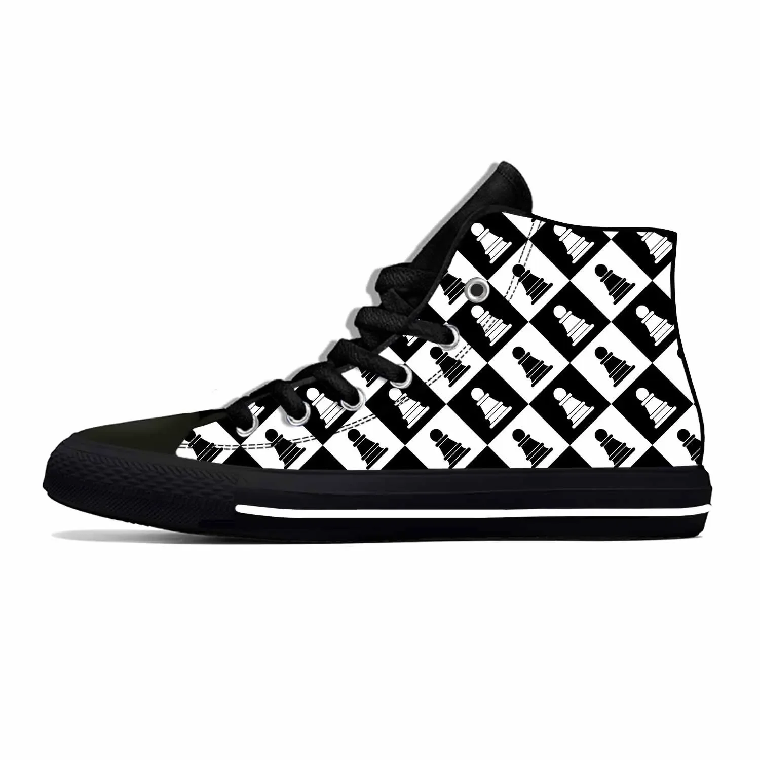 

Checkmate Chess Pieces Board Pattern Cool Fashion Casual Cloth Shoes High Top Comfortable Breathable 3D Print Men Women Sneakers