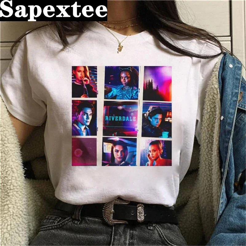 Riverdale South Side Serpents Snake print ladies T-shirt ladie casual basis O-collar white shirt short sleeve T-shirt,Drop Ship