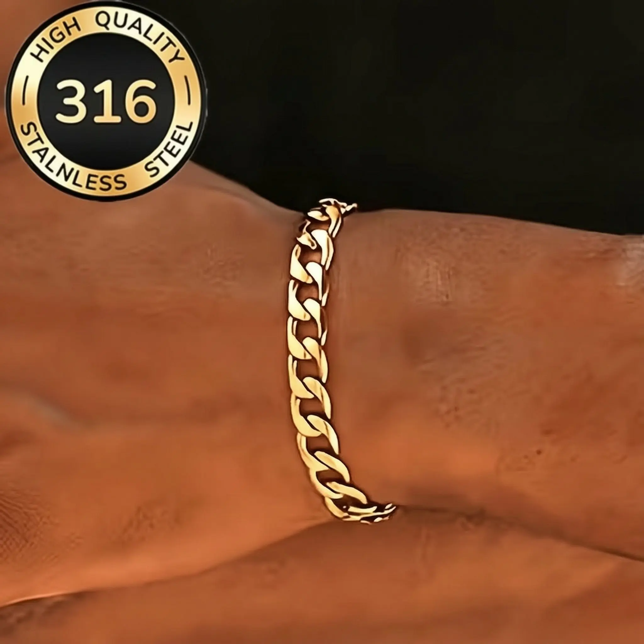 Cuban Link Bracelet Stainless Steel 10mm Round‑grinded Bracelet for Both Men and Women Easy and Quick to Wear Stylish and Elegan