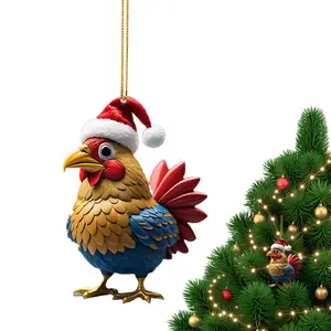 الإبداعية الدجاج الديك سلسلة الاكريليك قلادة شجرة عيد الميلاد السيارات داخلي سلسلة المفاتيح قلادة الديكور هدية عيد الميلاد أفضل 8 مبيعات الديك القاتل - رقم 8