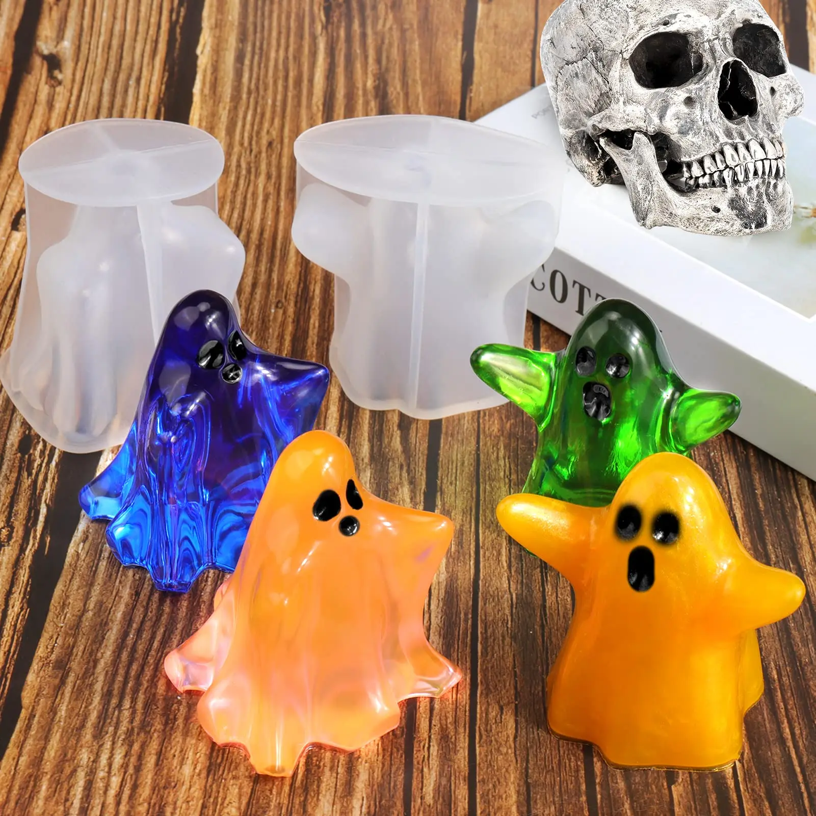 3D Silicone Ghost Candle Mold DIY Gypsum Resin Drop Glue Chocolate Soap Ice Cube Mould Candle Making Halloween Home Decor