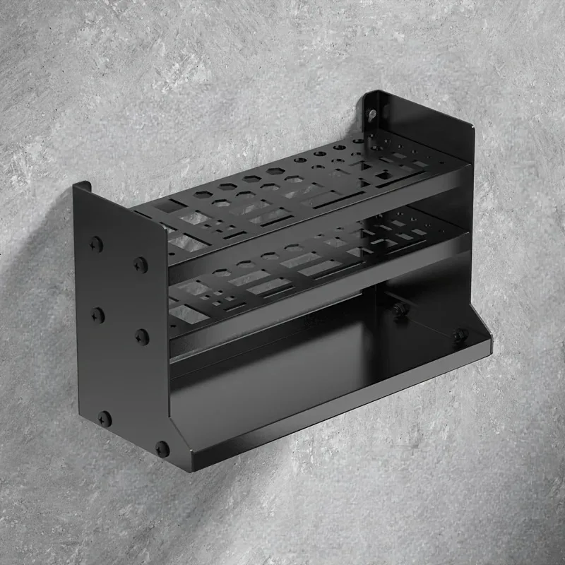 3-stufiges Organizer-Regal, Wandmontage, Werkzeugregal, Schrank, Halterung für Elektrobohrmaschine, stabiler Metall-Aufbewahrungsschrank für Garage, Werkstatt, Werkbank, Schraubendreher, Zangen,