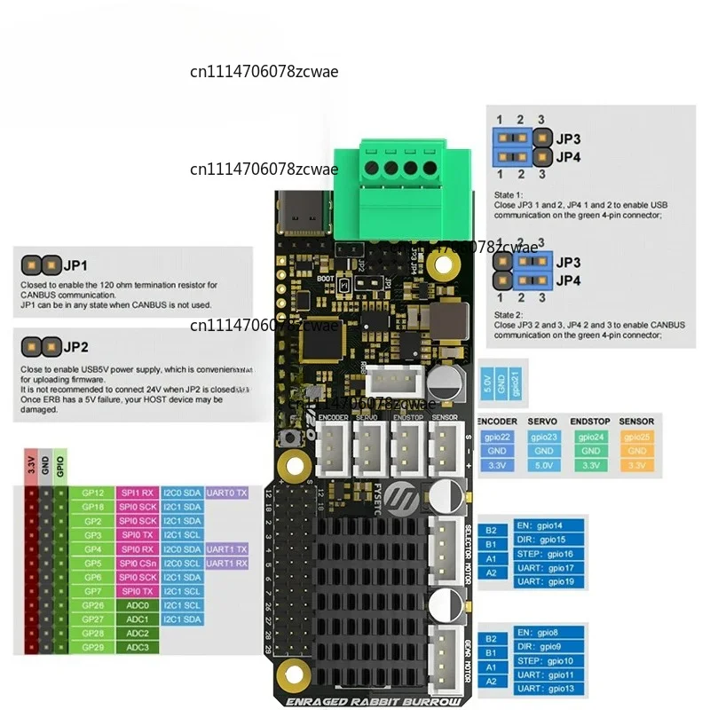 ZOCI-for V2.4/Trident Multicolor ERB Rabbit Carrot ERCF V2 main board supports CANBUS connection