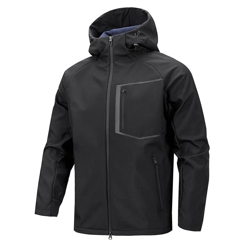 Soft shell jacket men's outdoor windproof waterproof casual jacket fleece hooded jacket