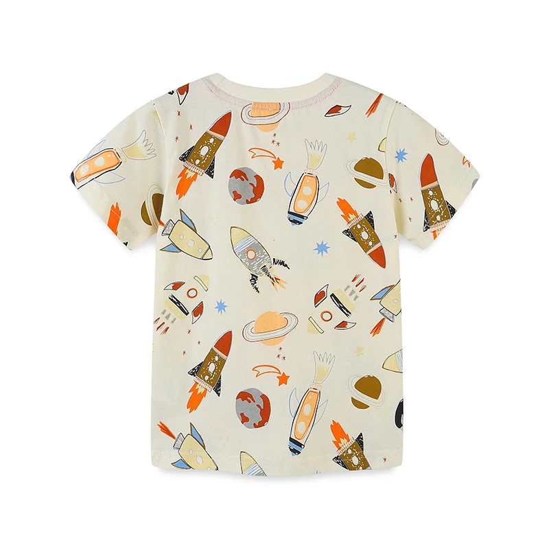 Little maven Kids Clothes Baby Boys 2026 Summer New T Shirts Holiday Children's Clothing Cartoon Rockets Space Shirts 2-7 Years