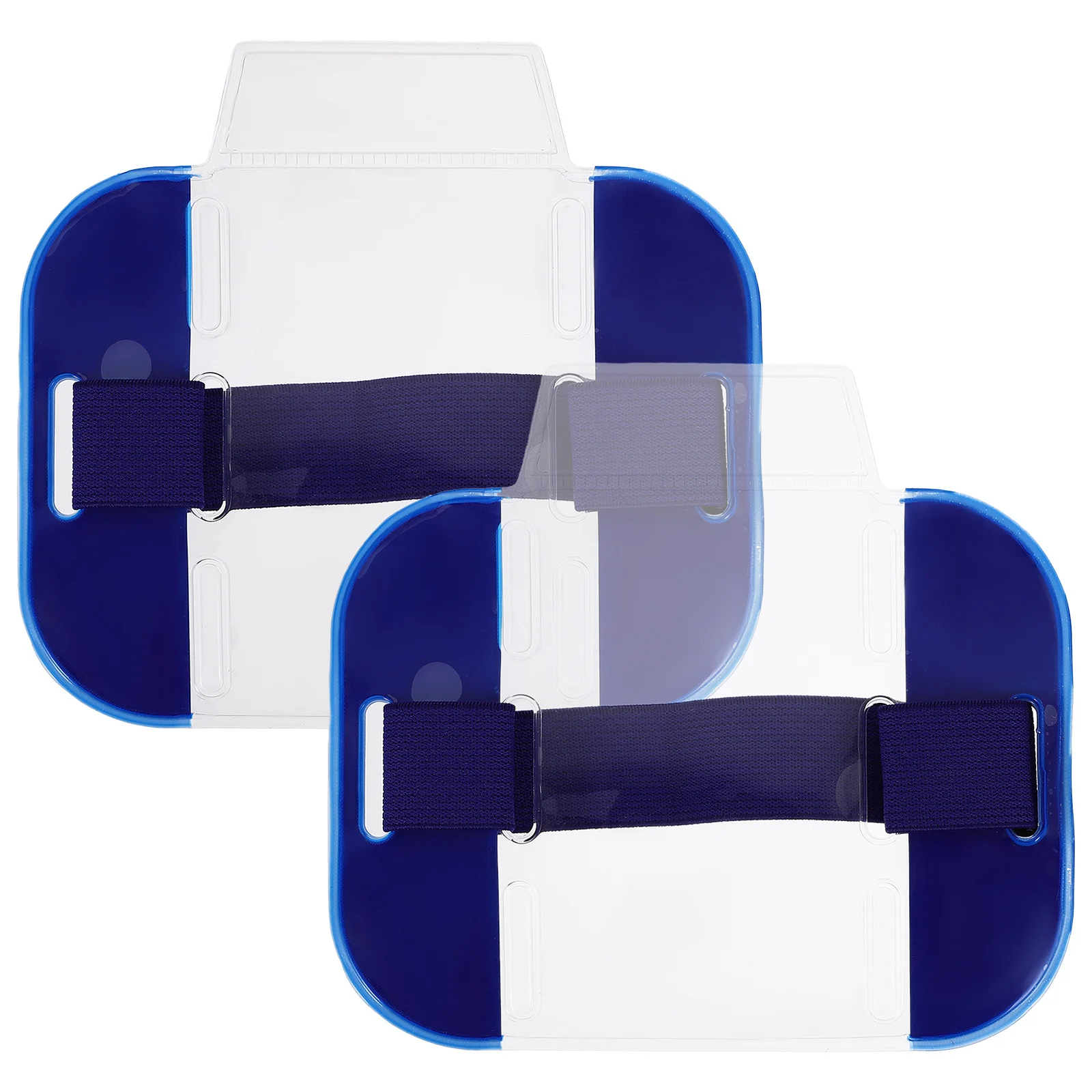 

2Pcs Bright Color Id Badge Holders Adjustable Armband Arm Sleeve Clear Plastic Card Protective Cover Security Badge Holders