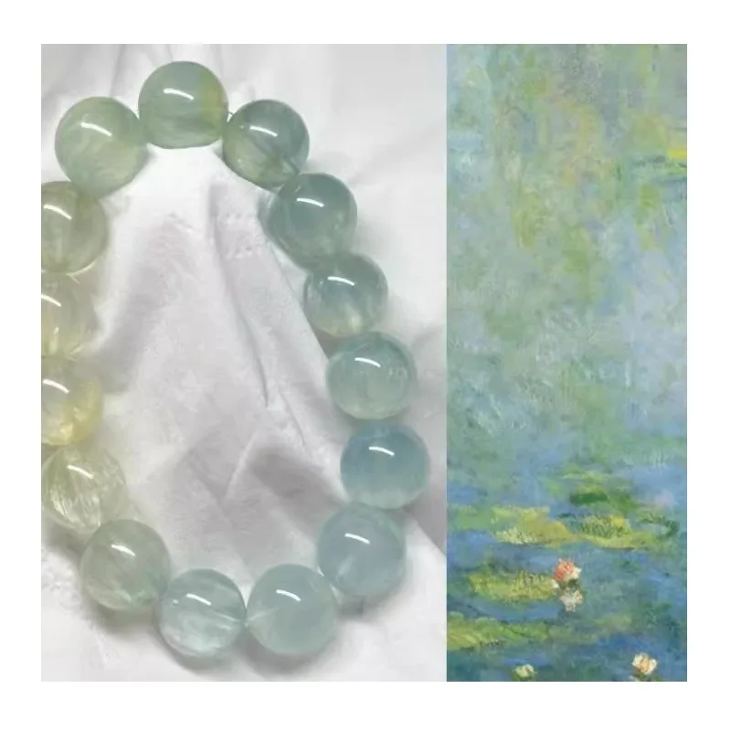 

Tender Green Blue Green Brushed Large Grape Bracelet Female Gradual Change Color Advanced Sense Lucky Hope Green Garnet Crystal