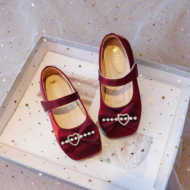 أحذية الأميرة للفتيات من حجر الراين مع عقدة على شكل فيونكة للأطفال الصغار أحذية ماري جينس لحفلات الزفاف وأحذية أداء الأطفال #5