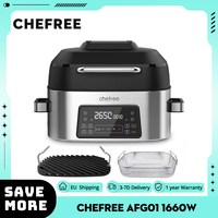 Chefree AFG01 1660W Air Grill Fryer, 6L Capacity, 6 Preset Recipes, Large Temperature Range, LED Touch Screen ≤60dB Noise