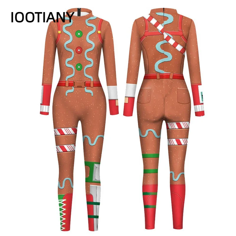 

Iootiany Animated Gingerbread Man Game 3d Printing New Sexy Christmas Bodysuit Role Playing Bodysuit Adult Stage Party Costume