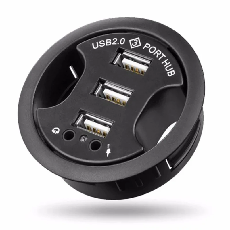 3/4 Port USB 3.0 Desk Mount Hub Stereo Sound Adapter SD TF Card Reader Charging Expansion Dock For Laptop Desktop Office PC