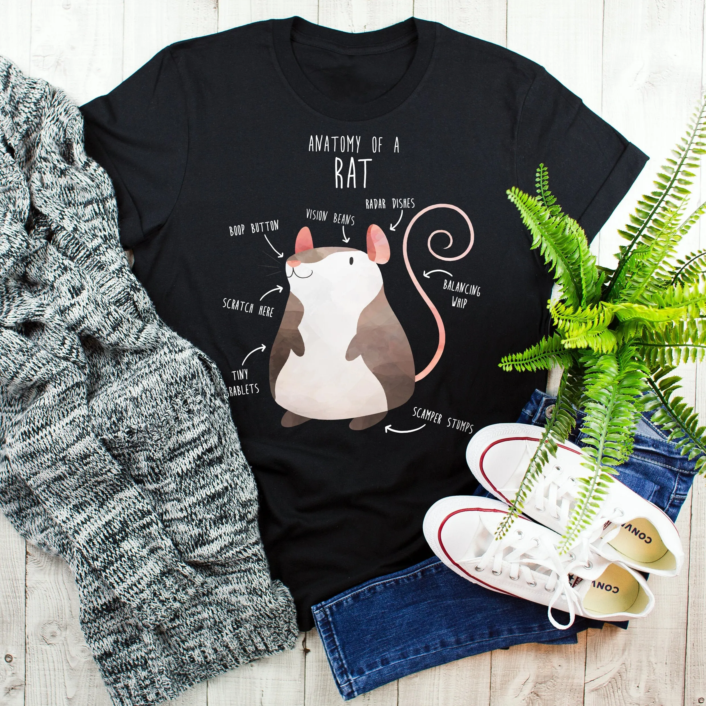 Funny Rat T Shirt Lover Cute Pet Tops Mouse Anatomy Mom Dad Year Rattie