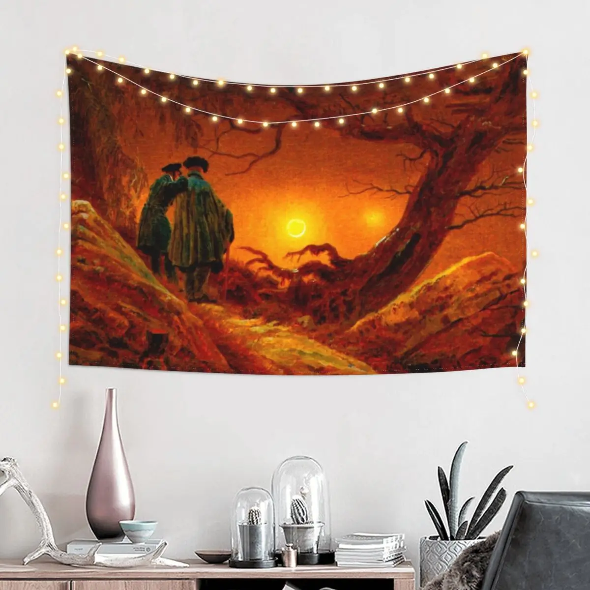 

HD CASPAR DAVID FRIEDRICH - Zwei Mnner in Betrachtung des Mondes 1819 - 1820 Tapestry Home Decorators Decoration Wall Tapestry