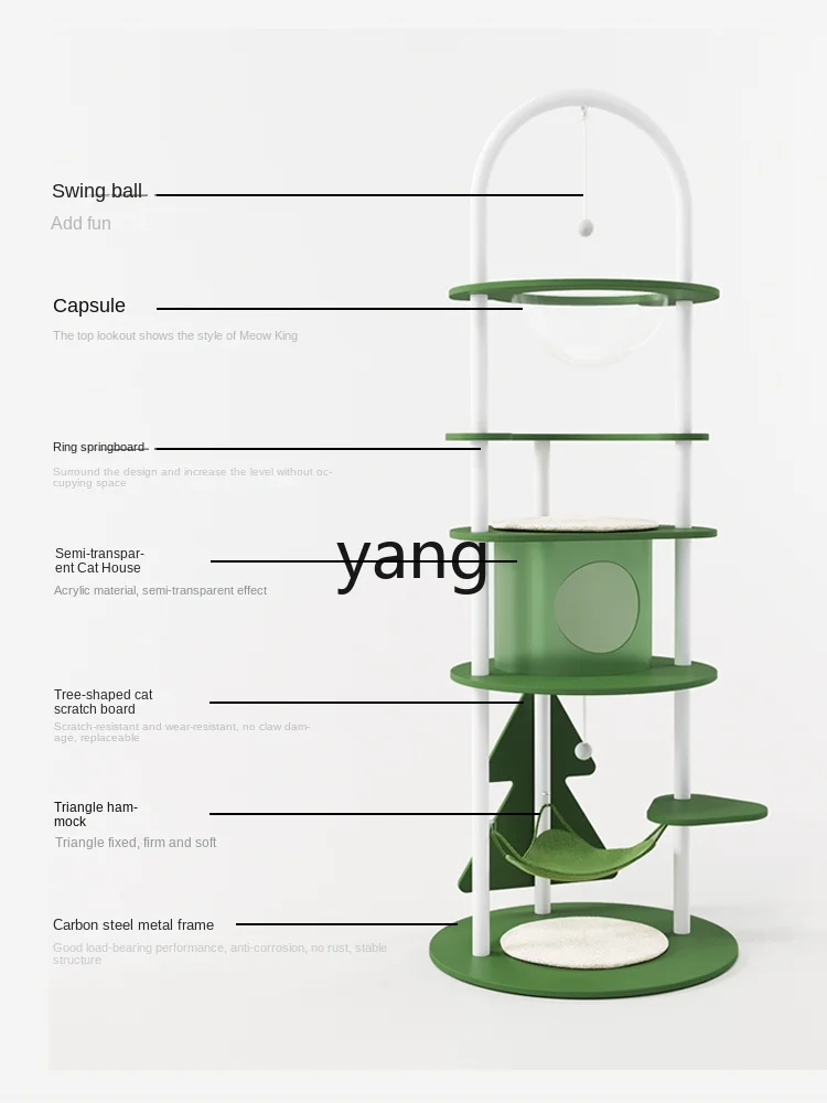 Yjq Cat Climbing Frame Simple Balcony Does Not Cover an Area of Solid Wood Cat Tree Integrated Large Four Seasons Universal