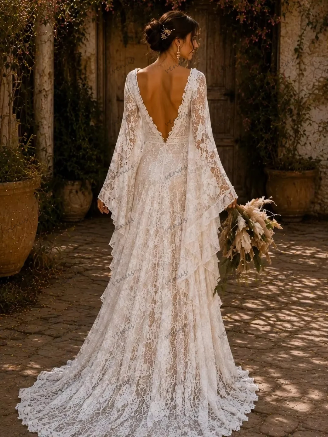 Bohemia Wedding Dresses A Line Vintage Bridal Gowns Lace Tiered Robes Pretty свадебное платье Vestidos De Novia Customized 2026