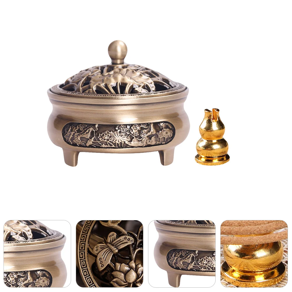 

1 Set Incense Burner Ornament Style Desktop Censer Adorn For Home Office Decor Aroma Therapy Burner Lightweight Alloy