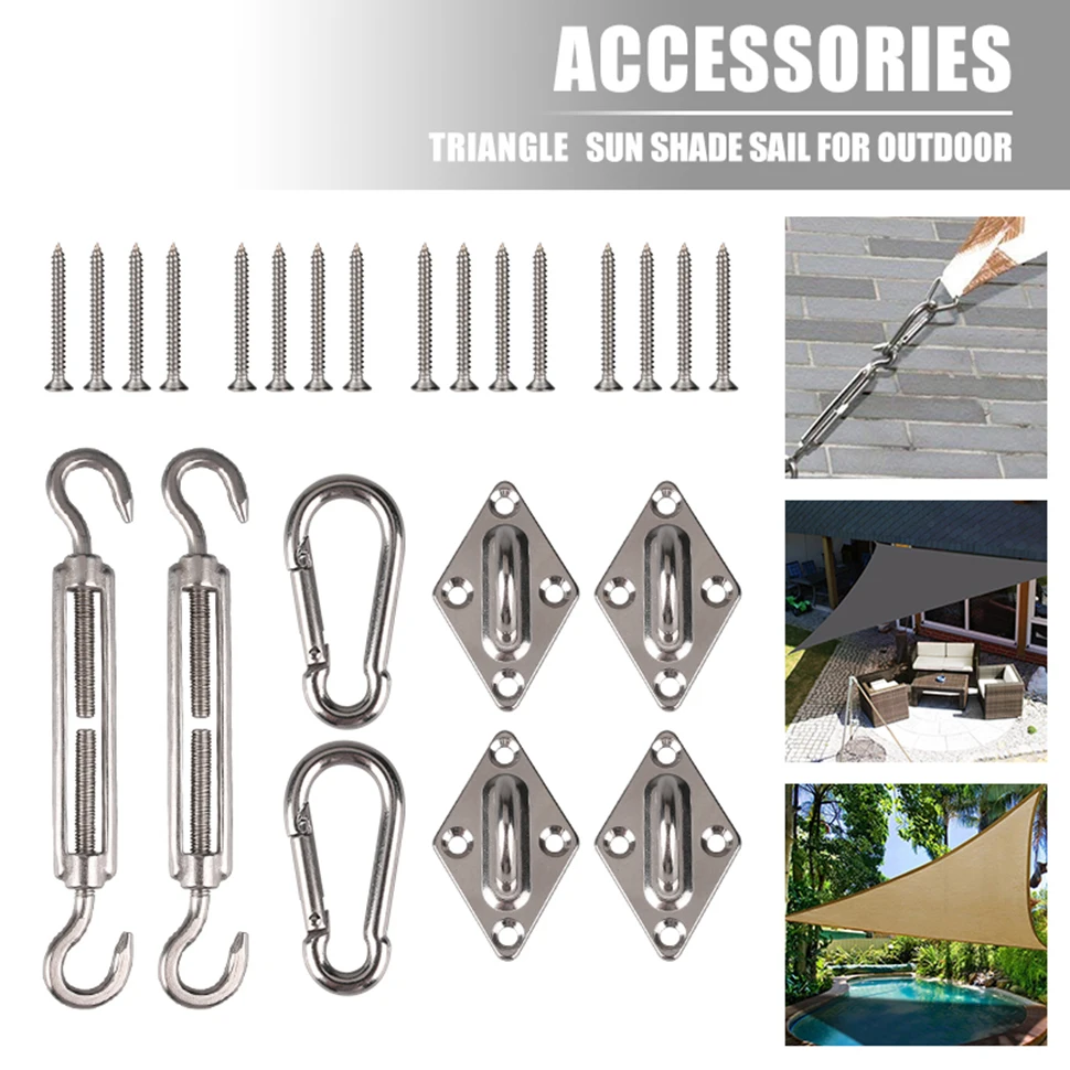 

Triangular Shade Sail Accessories 18pcs/set Rectangular Shade Sail Accessories 24pcs/set 304 Stainless Steel Hardware Screws