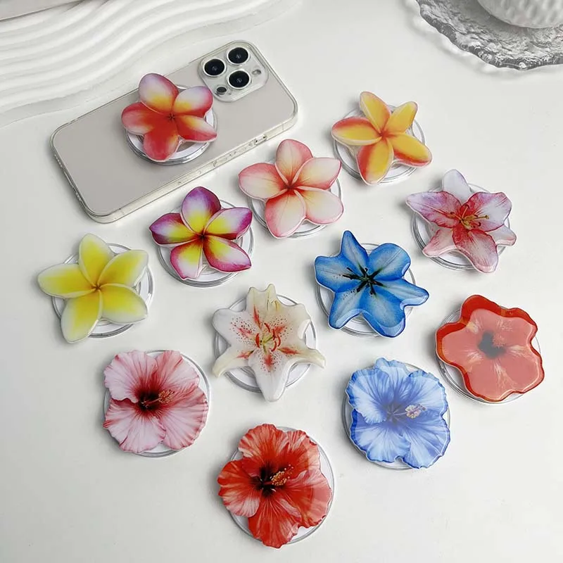 

Tiktok Hot-selling Hibiscus mobile phone Holder Socket Grip Finger Grip For iPhone 15 16 Plus 13 12 11 Pro Max Finger Bracket
