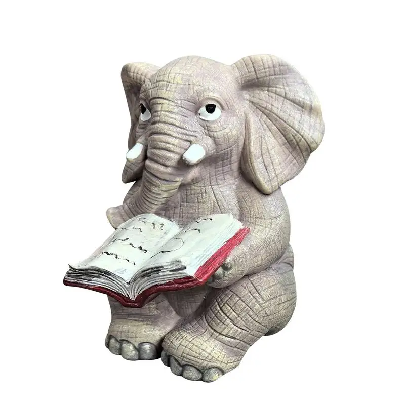 

Статуя в виде слона для улицы, милый слон, настольное украшение, полимерные украшения, статуя в виде слона для чтения, художественные поделки, книжная полка, декор для сада