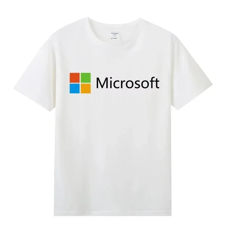 Microsofftt Windows  Google Short Sleeve Summer New Fashion T-Shirt Teen Student Half Sleeve Male and Female Couples Trend