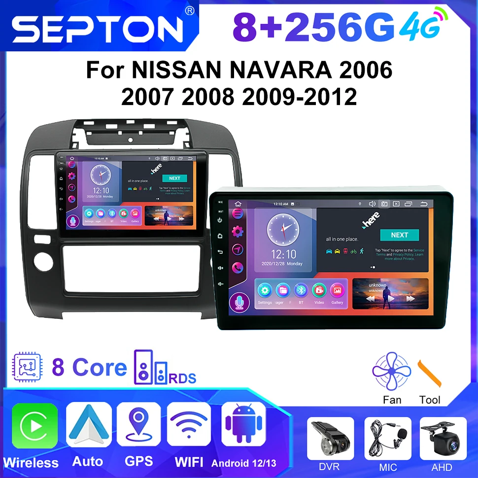 

SEPTON Android 12 Car Radio For NISSAN NAVARA 2006 2007 2008 2009-2012 Multimedia Player Carplay Navi GPS Head Unit 2 Din 4G Net