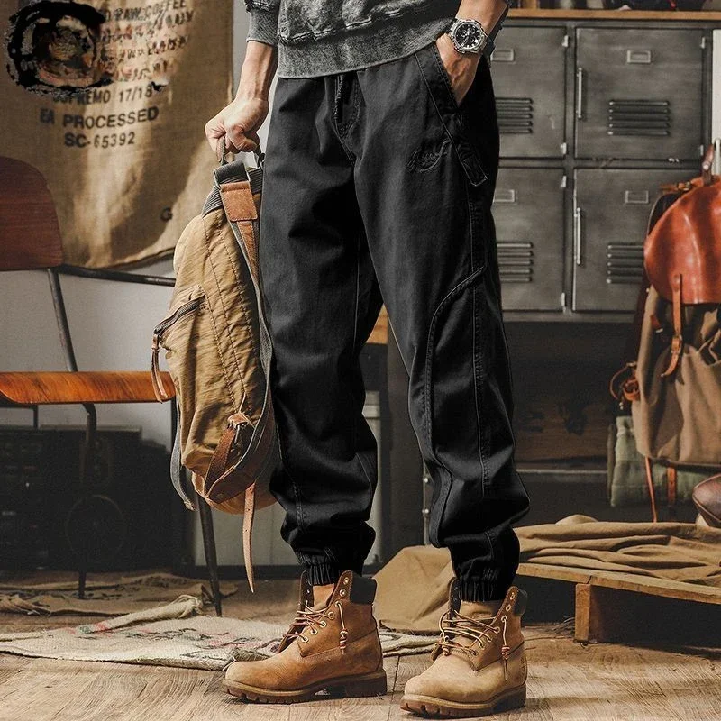 Skinny Casual กางเกงชาย Multi Pocket Slim Men's Cargo กางเกง Multipockets ความงาม Street หลวม Techwear Y2k Vintage ราคาถูก