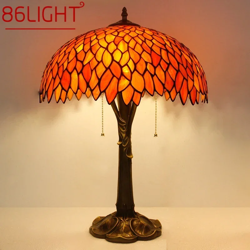 

86LIGHT Tiffany Table Lamp LED Luxury Creativity Living Room Study Bedroom Bedside Lamp Villa Hotel Color Glass Desk Light