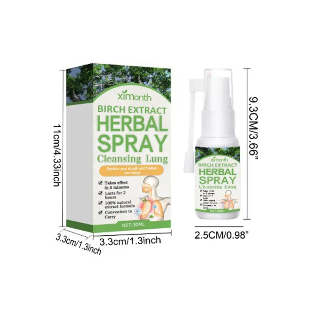 Birch Herbal Cleansing Lung Spray Lung Health Supplement for Lung Cleanse, Respiratory Support and Mucus Relief To Breath Easy