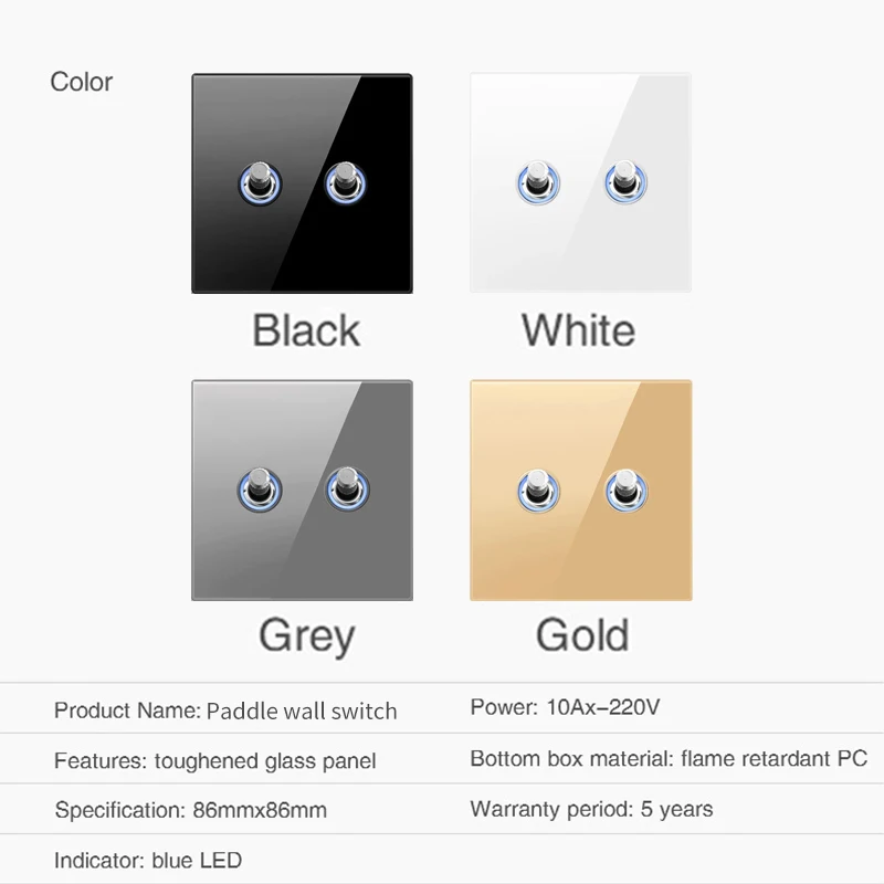 Panel ze szkła hartowanego Przełącznik ścienny LED EU UK Standard Outlet Retro Toggle Switch USB TypeC Gold Wall Switch Net SAT Tel TV Socket