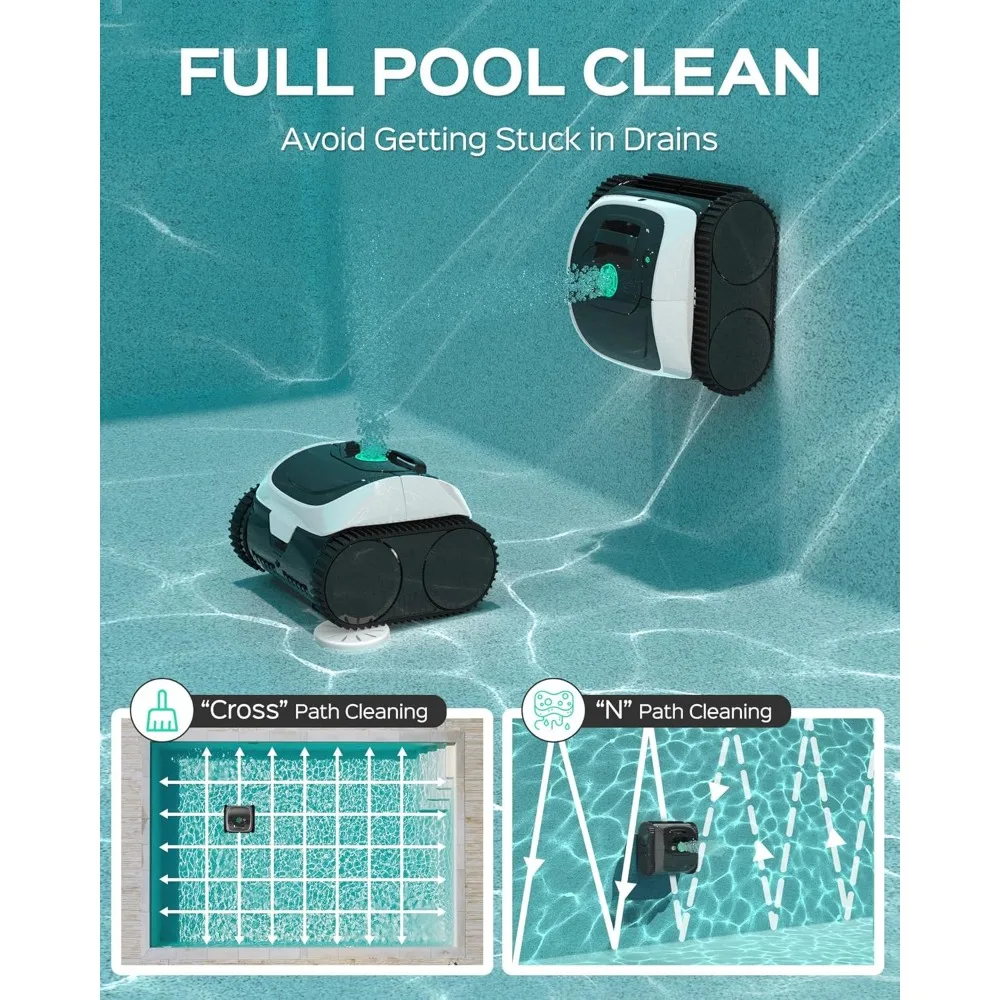 C1 Cordless Robotic Pool Cleaners, Powerful Suction, Wall Climb Pool Robot with Intelligent Route Planning, Lasts 150Mins