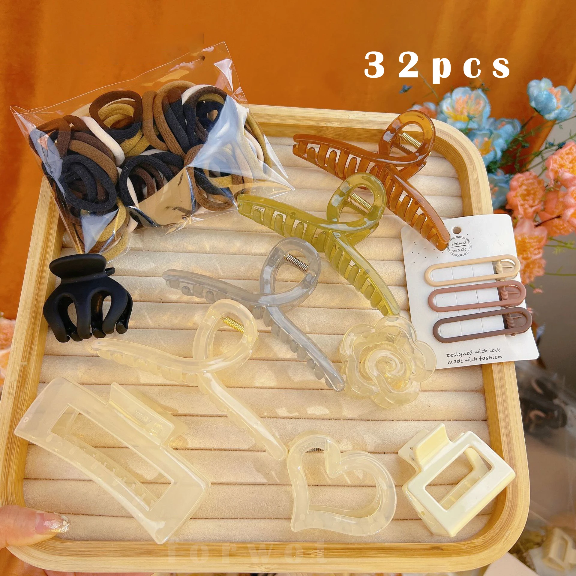 61pcs Set Korea Hair Bands Hair Claws Grab Hair Clip Large Intestine Hairpins Side Clip Elasticity Headbands Hair Accessories