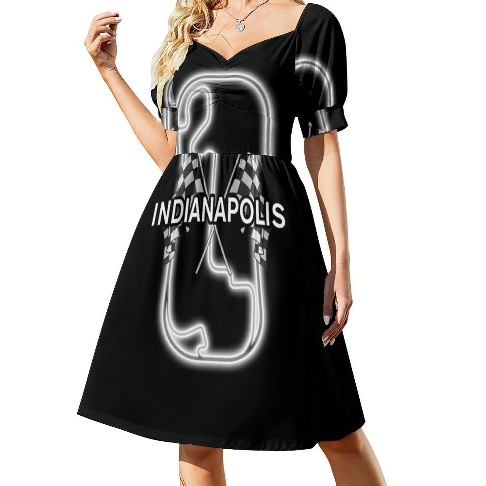 فستان إيندي سبيدواي مثير للإجازات للنساء على الشاطئ وحفلات أعياد الميلاد فستان قصير إنديانابوليس سباق الدراجات النارية وسباق السيارات فساتين نسائية