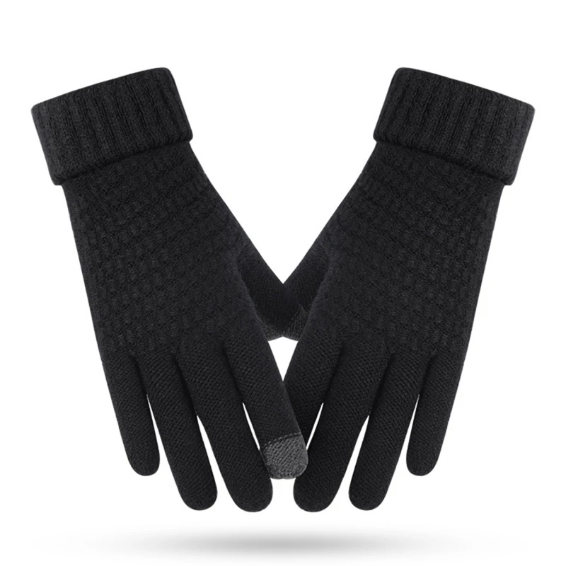 Gants à écran tactile pour femmes et hommes, mitaines tricotées, crochet, laine, chaud, hiver