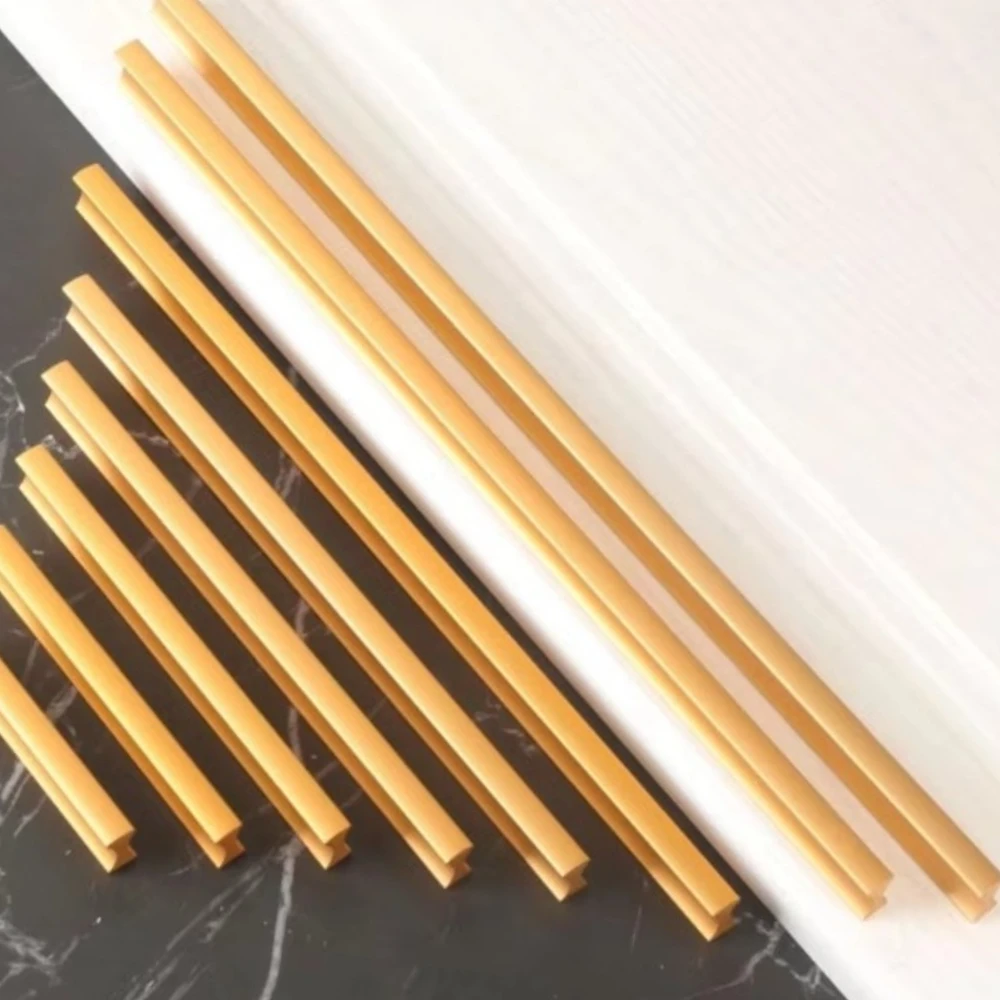 Modern Minimalist Gold Black Wardrobe Door Handle Light Luxury Grip Nightstand Drawer Cupboard Door Straight Bar Pull