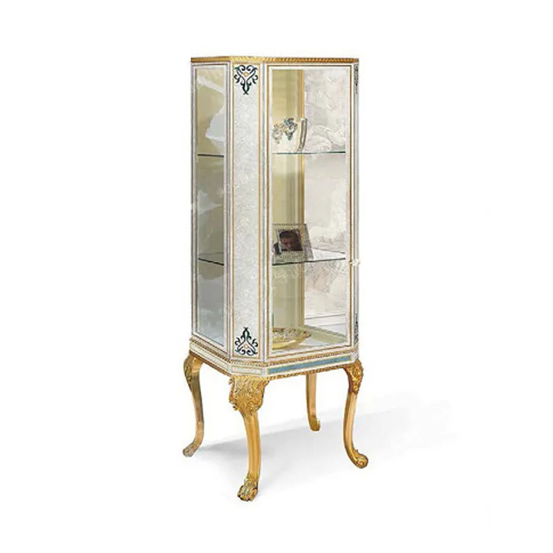 Solid wood wine cabinet luxury villa living room display cabinet neoclassical European storage locker
