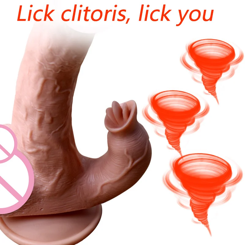 Lick Dildo Vibrator for Women Remote Control Heating Telescopic Dildo Tongue Licking Clitoral Stimulation Vagina Massage Penis