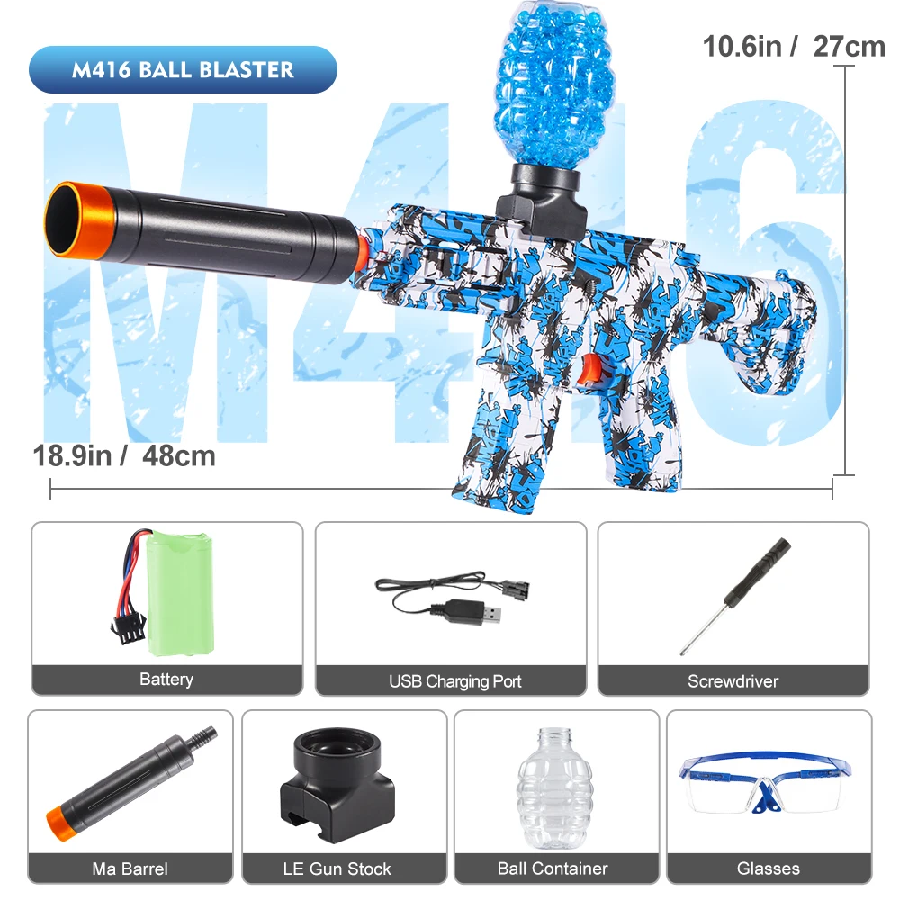 M416 elektrisch blasterpistoolspeelgoed, oplaadbaar automatisch buitenspeelgoed voor teamfamilieactiviteiten, perfect cadeau (kogels exclusief)