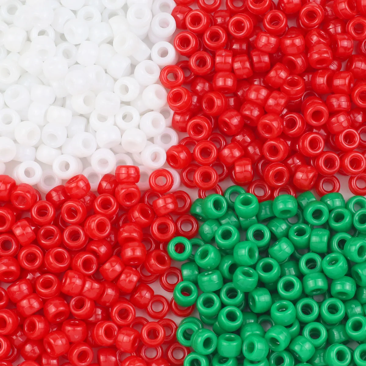 Red Green White Loose Cylindrical Beads Acrylic For Jewelry Making DIY Christmas Decoration Bracelets Accessories 9MM 190pcs