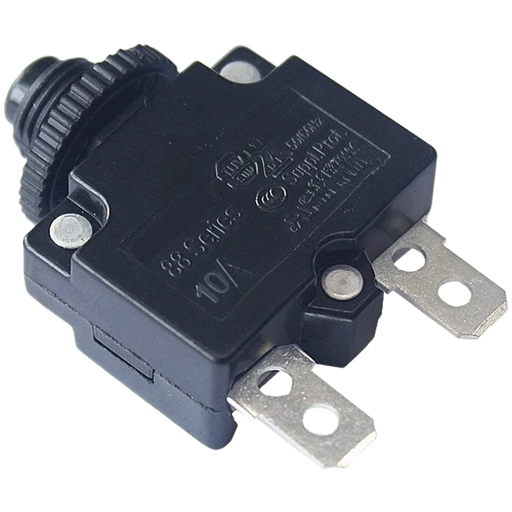 Black Thermal Breaker Panel Mount Compatible Outdoor Rated Construction Adjustable Current 5A-30A For Automotive Circuits
