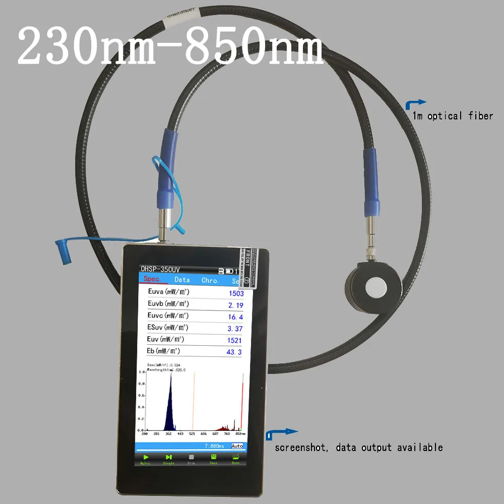 UV band 230-850nm spectrometer OHSP350UV wavelength accuracy 0.5nm