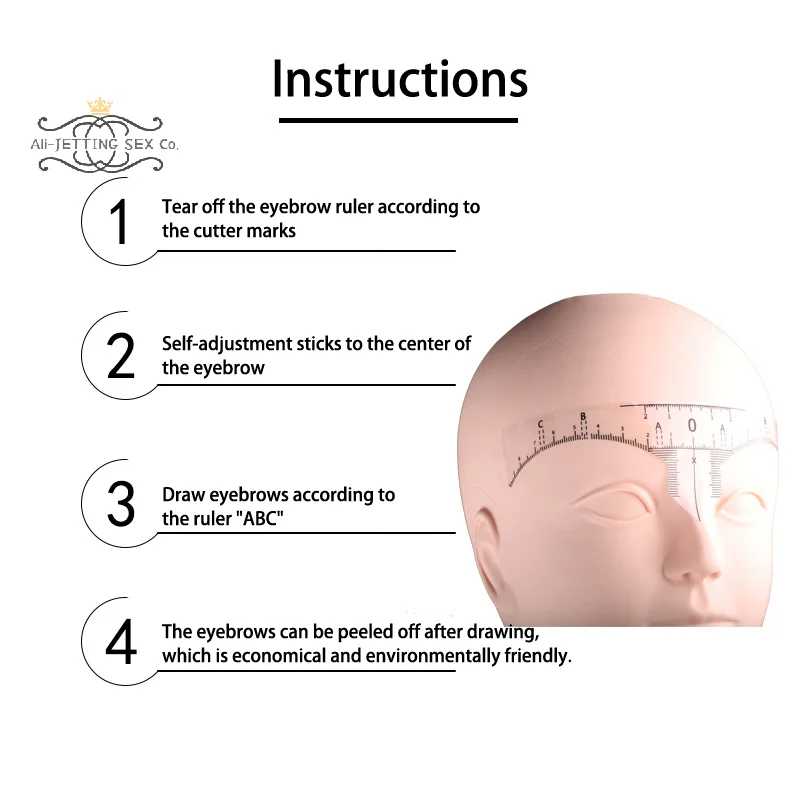 20 buah/pak penggaris alis permanen alat pembentuk mikroblading akurat sekali pakai stiker pengukur tato alis