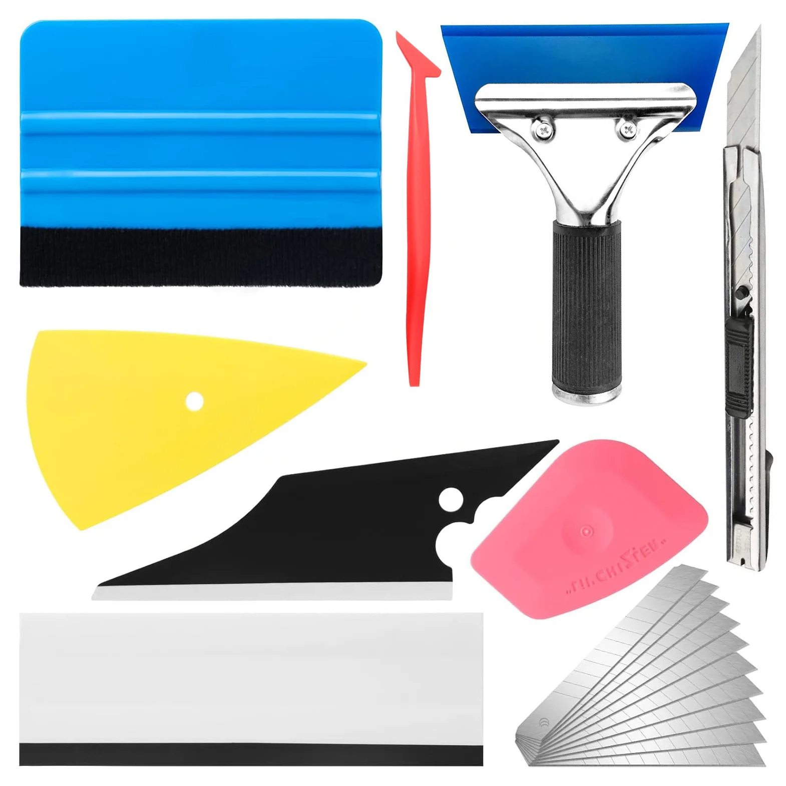 18 قطعة مجموعة أدوات تغليف السيارات الفينيل التفاف مجموعة أدوات نافذة فيلم التلوين أداة السيارات احباط مجموعة الفينيل تينت ممسحة مكشطة القاطع سكين #1