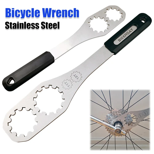 Imagen 2 del producto Herramienta de volante de bicicleta de corte de precisión, llave de acero inoxidable de 33,5 cm, accesorio de mantenimiento de bicicleta de extracción de rueda libre de 10-12T, 1/2 Uds.
