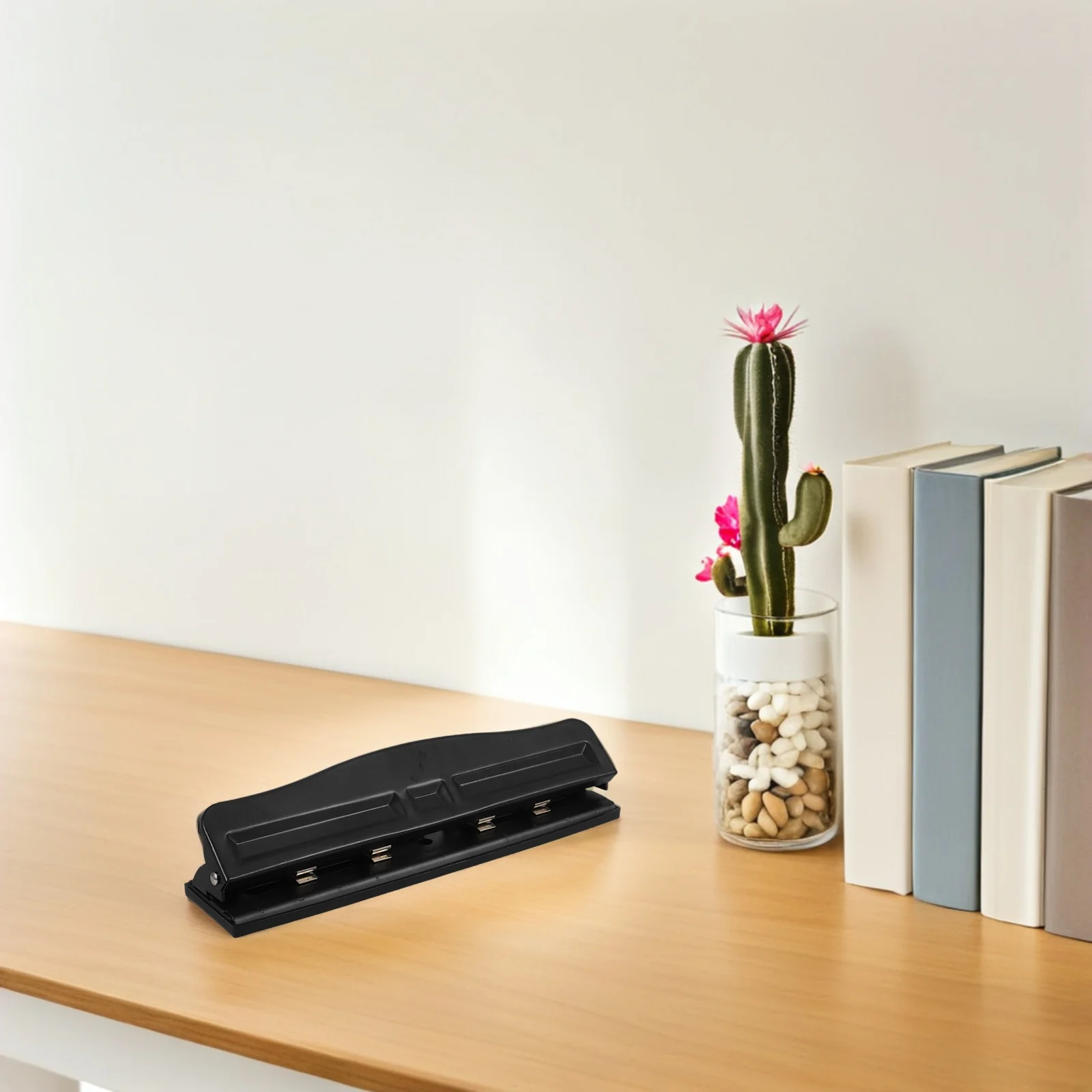 

Black 4-Hole Paper Puncher Scrapbooking DIY Tools Catcher Office Binding Supplies School Use Paper Puncher