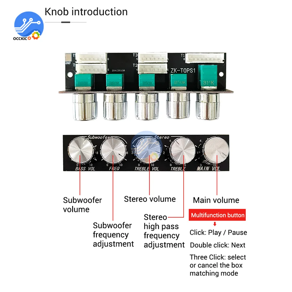 2.1 kanałowy Bluetooth 5.1 Audio płyta wzmacniacza zasilania basowego TPA3116 moduł TWS to Box potencjometr zewnętrzny 50WX2 + 100W