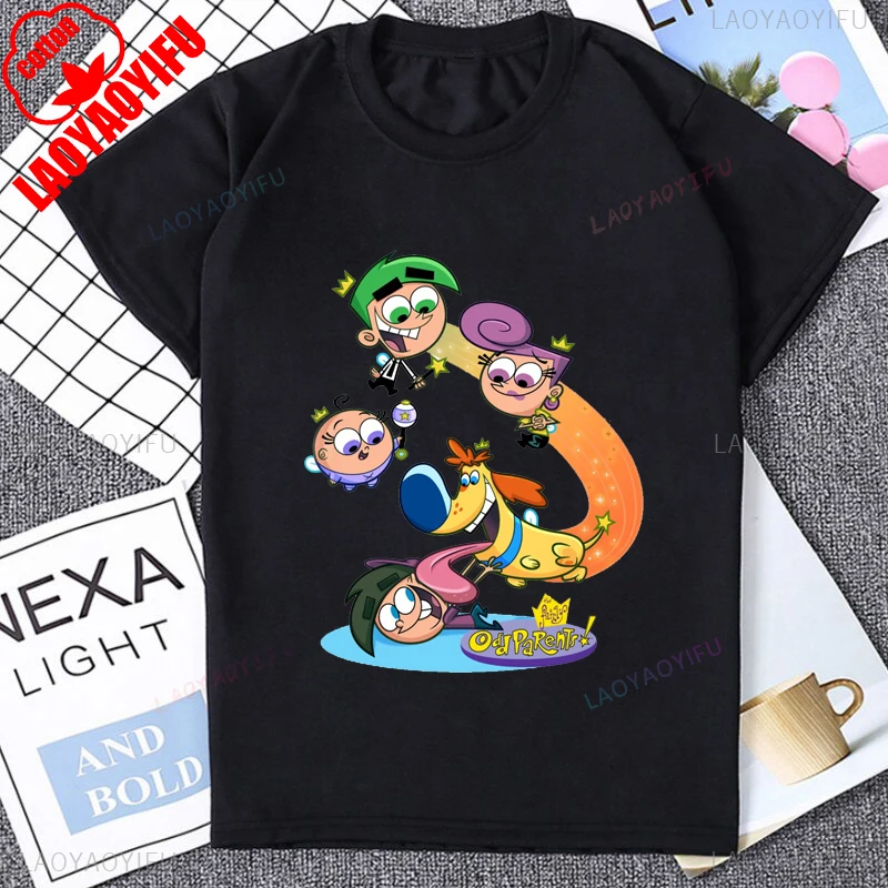 تي شيرت The Fairly Oddparents الرسوم المتحركة الكرتونية الكلاسيكية 90s 80s تي شيرت الفكاهة تيمي واندا كوزمو الجرافيك موضة القطن رجل تي شيرت