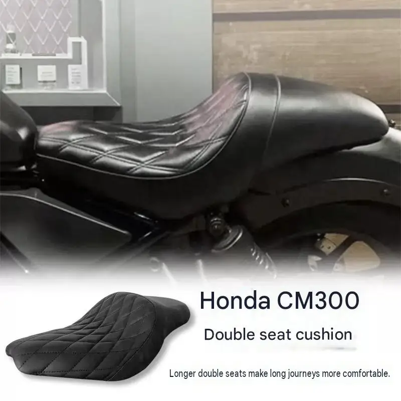 For Honda Rebel CM300 Dual-Person Seat Cushion Water-Resistant UV-Resistant Surface Layer Thickened Softened for Optimal Comfort