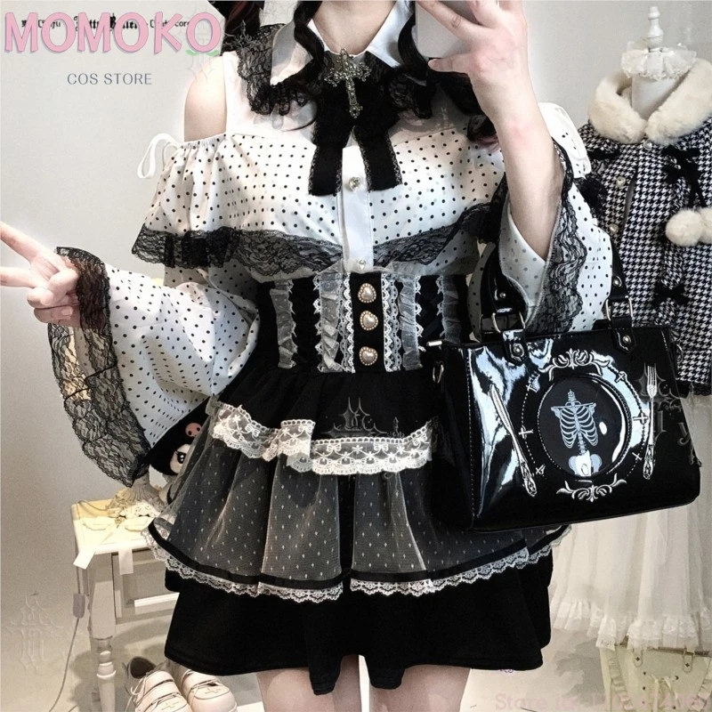 Halloween Sweet Ribbon Double LayerCute Lolita Mini Skirt Comic Con Sweet Bottom Wear Kawaii Jirai kei kostium